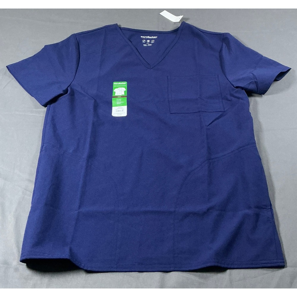 Scrubstar‎ Premium Scrubwear Unisex V-Neck Scrub Top Indigo Blue Small WM031921
